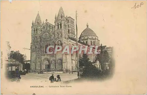 Cartes postales Angouleme Cathedrale Saint Pierre Tramway (carte 1900