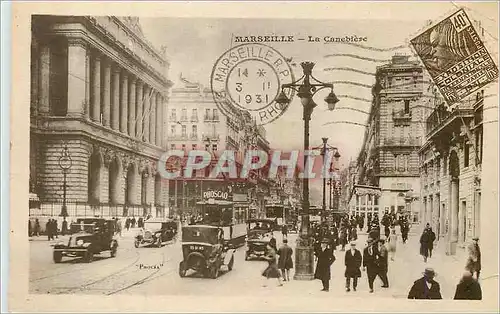 Cartes postales Marseille La Canebiere Tramway Automobile