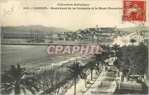 Cartes postales Cannes Boulevard de la Croisette et le Mont Chevalier