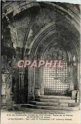 Ansichtskarte AK Abbaye de Saint Wandrille Dans le Cloitre N D de Fontanelle Vierge du XIVe Siecle