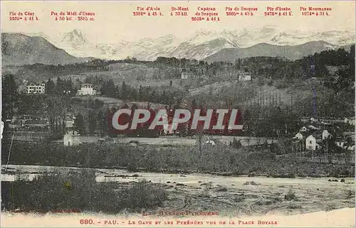 Cartes postales Pau Les Basses Pyrenees Le Gave et les Pyrenees vue de la Plage Royale