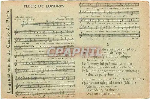 Cartes postales Le Grand Succes du Casino de Paris Fleur de Londres Ls Belles Chanson de Paris
