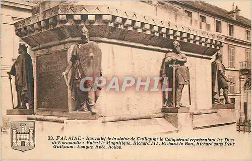 Ansichtskarte AK Falaise Bas Relief de la Statue de Guillaume Le Conquerant Representant les Ducs de Normandie