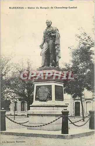Cartes postales Marennes Statue du Marquis de Chasseloup Laubet