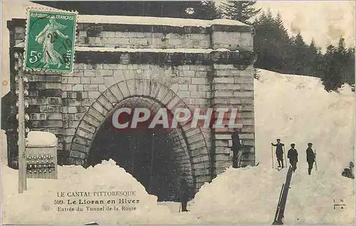 Ansichtskarte AK Cantal Pittoresque Le Lioran en Hiver Entree du Tunnel de la Route Ski