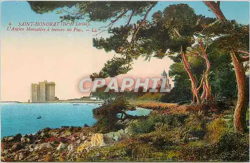 Cartes postales Saint Honorat (Ile de Lerins) Ancien Monastere a travers les Pins
