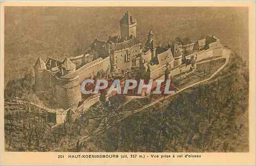 Ansichtskarte AK Haut Koenigsbourg (alt 757 m) Vue prise a vol d'Oiseau