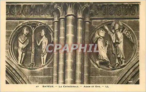 Ansichtskarte AK Bayeux La Cathedrale Adam et Eve