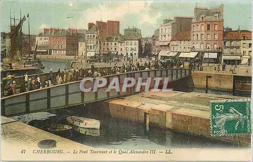 Cartes postales Cherbourg Le Pont Tournant et le Quai Alexandre III