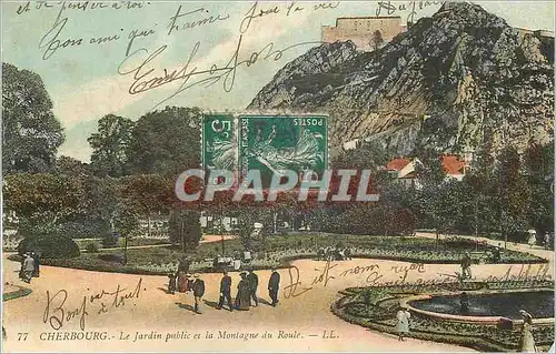 Cartes postales Cherbourg Le Jardin Public et la Montagne du Roule