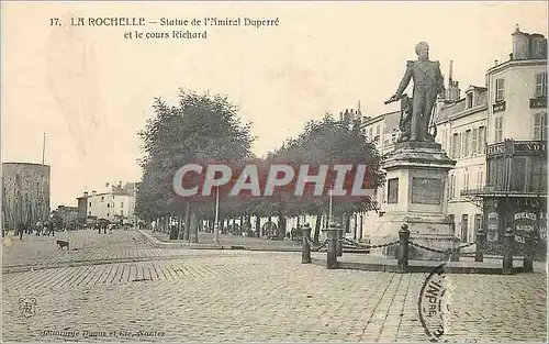 Cartes postales Rochefort Statue de l'Amiral Duperre et le Cours Richard