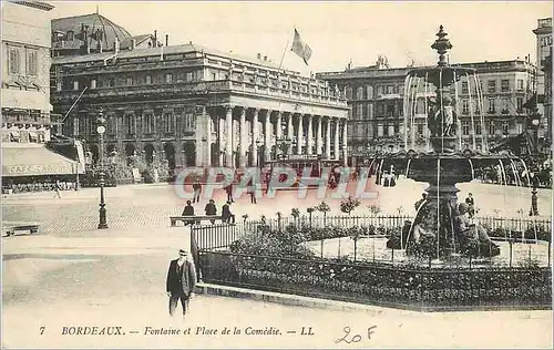 Cartes postales Bordeaux Fontaine et Place de la Comedie