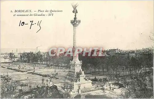 Ansichtskarte AK Bordeaux Place des Quinconces et Monument des Girondins