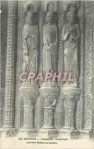Cartes postales Bourges Cathedrale portail Sud Les Trois Statues de Gauche