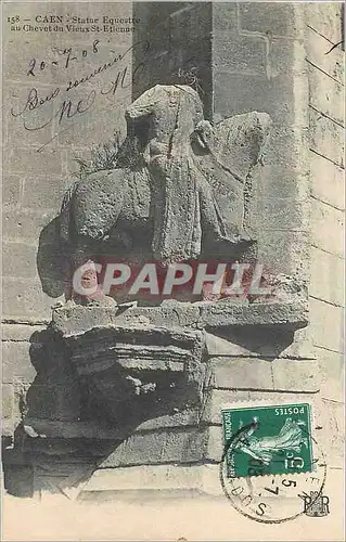 Cartes postales Caen Statue Equestre au Chevet du Vieux St Etienne
