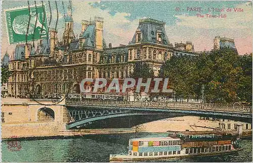 Cartes postales Paris l'Hotel de Ville Bateau