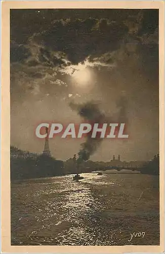 Cartes postales Paris Clair de Lune sur la Seine Tour Eiffel