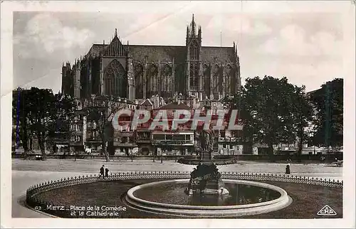 Moderne Karte Metz Place de la Comedie et la Cathedrale