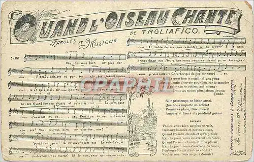 Cartes postales Paroles et Musique Quand l'Oiseau Chante Tagliafico