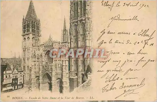 Cartes postales Rouen Facade de Notre Dame et la Tour de Beurre (carte 1900)