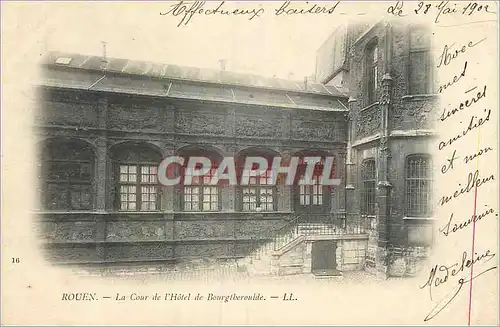 Cartes postales Rouen la Cour de l'Hotel de Bourgtheroulde (carte 1900)