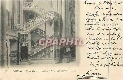 Ansichtskarte AK Rouen Notre Dame Escalier de la bibliotheque (carte 1900)