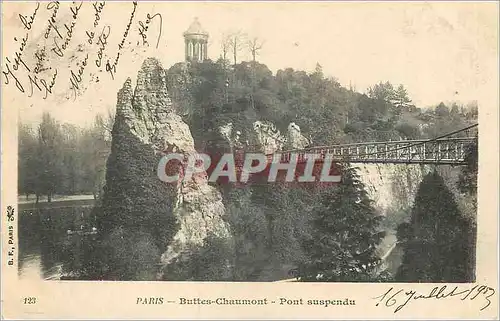 Cartes postales Paris Buttes Chaumont Pont Suspendu (carte 1900)