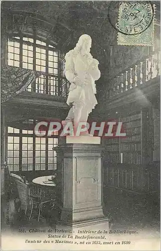 Ansichtskarte AK Statue de la Rochefoucauld l'auteur des Maximes Chateau de Verteuil Interieur de la Bibliotheque