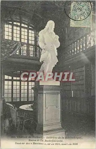 Cartes postales Statue de la Rochefoucauld l'auteur des Maximes Chateau de Verteuil Interieur de la Bibliotheque