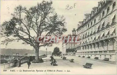 Cartes postales Pau Le Boulevard des Pyrenees et l'Hotel de France