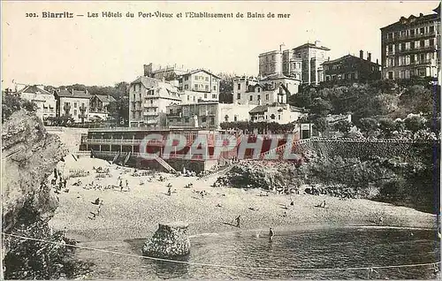 Cartes postales Biarritz Les Hotels du Port Vieux e l'Etablissement de Bains de Mer