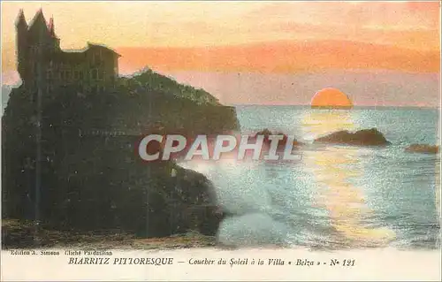 Ansichtskarte AK Biarritz Pittoresque Coucher du Soleil a la Villa Belza