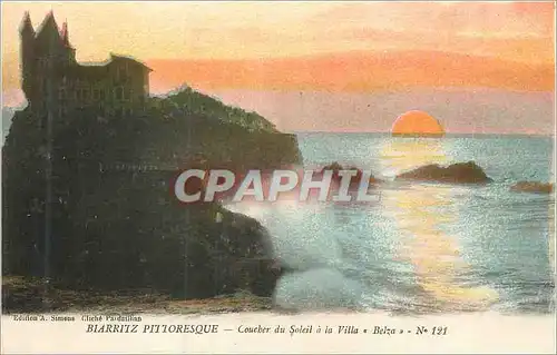Cartes postales Biarritz Pittoresque Coucher du Soleil a la Villa Belza