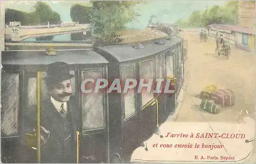 Cartes postales A Saint Cloud et vous envoie le Bonjour Train