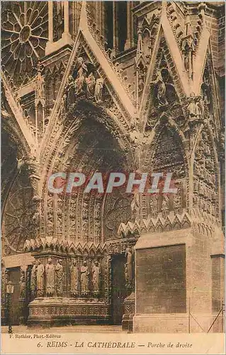 Ansichtskarte AK Reims La Cathedrale Porche de Droite