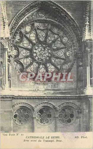 Cartes postales Cathedrale de Reims Bras Nord du Transept Rose