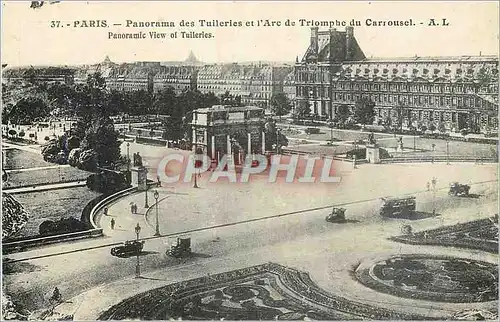 Cartes postales Paris Panorama des Tuileries et l'Arc de Triomphe du Carrousel