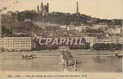 Cartes postales Lyon Pont du Palais de Justice et Coteau de Fourviere