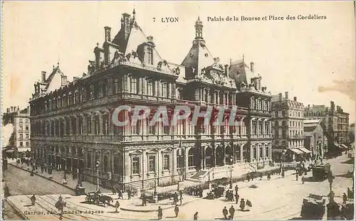 Cartes postales Lyon Palais de la Bourse et Place des Cordeliers Tramway