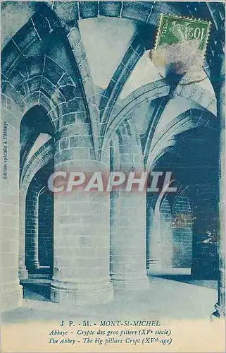 Ansichtskarte AK Mont St Michel Abbaye Crypte des Gros Piliers (XVe Siecle)