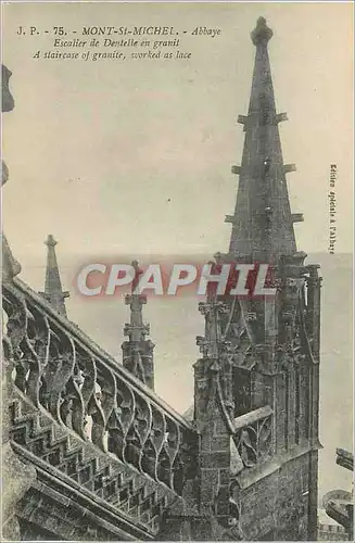 Cartes postales Mont St Michel Abbaye Escalier de Dentelle en Granit