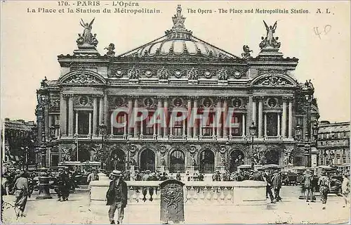 Ansichtskarte AK Paris L'Opera La Place et la Station du Metropolitain