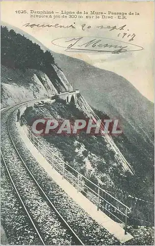 Cartes postales Dauphine Ligne de la Mure Passage de la Rivoire a pic de 300 m sur le Drac