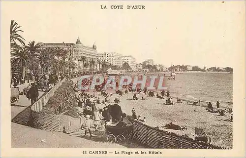 Cartes postales Cannes Cote d'Azur La Plage et les Hotels