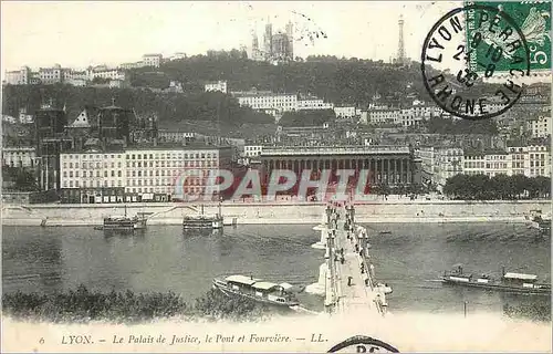 Cartes postales Lyon Le Palais de Justice Le Pont et Fourviere