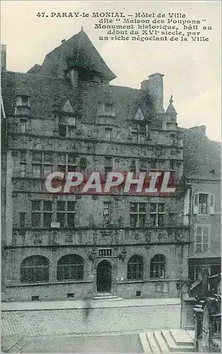Cartes postales Paray le Monial Hotel de Ville dite Maison de Poupns