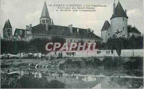 Cartes postales Paray le Monial La Bourbince Basilique du Sacre Coeur et Maison des Chapelains