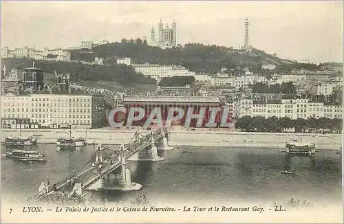 Ansichtskarte AK Lyon Le Palais de Justice et le Chateau de Fourviere La Tour et le Restaurant