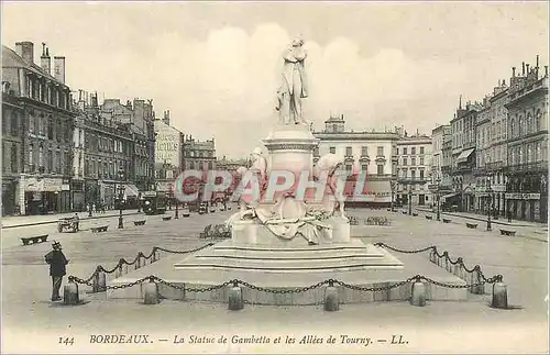 Cartes postales Bordeaux La Statue de Gambetta et les Allees de Tourny