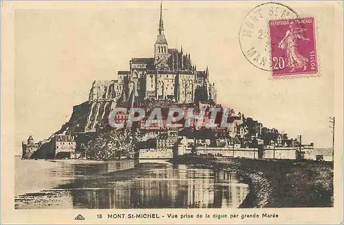 Cartes postales Mont St Michel Vue Prise de la Digue par Grande Maree